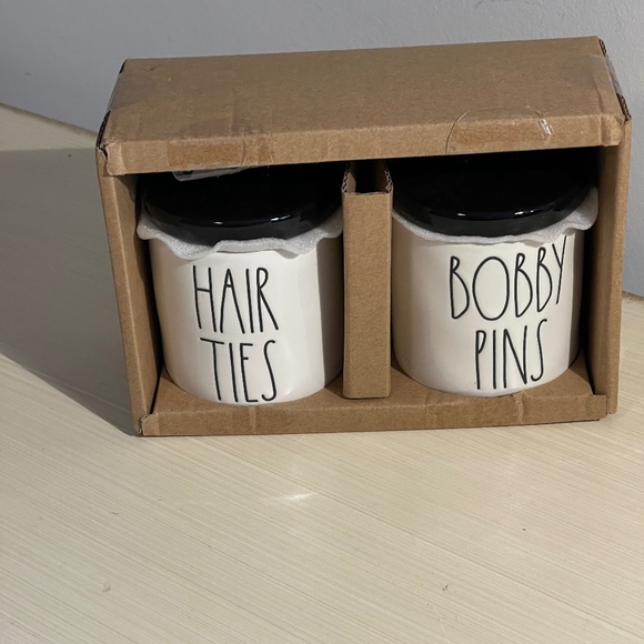 Rae Dunn Hair Rae Dunn Hair Ties Bobby Pins Ceramic Jars New In